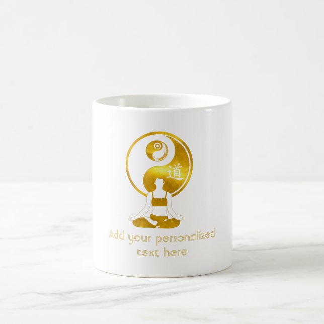 Personlig Gift for Yoga Instructor Guld YinYang Kaffemugg (Center)