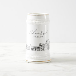 Personlig Gift Fort Worth Skyline Sketch Sejdel