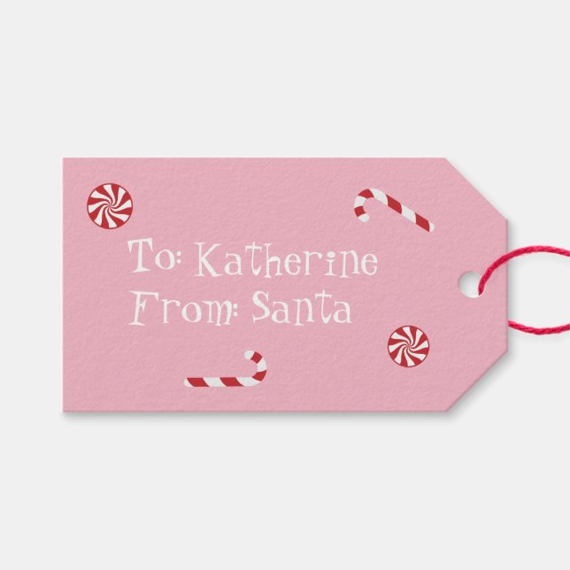 Personlig Gift från jultomtens Rosa Presentetikett (Framsidan (Horisontell))