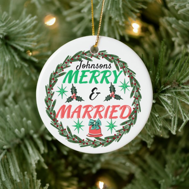 Personlig, gift, gift julgransprydnad keramik (Träd)