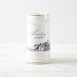 Personlig Gift Jacksonville Skyline Sketch Sejdel