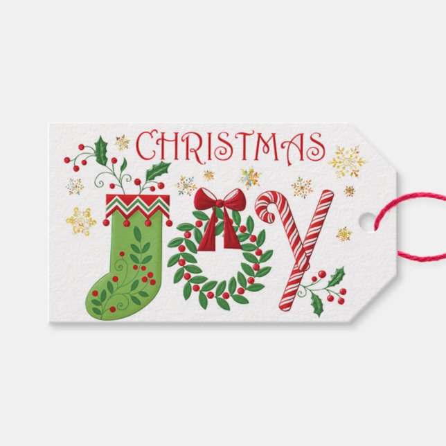 Personlig Gift-Märkre - julglädjen Presentetikett (Framsidan (Horisontell))