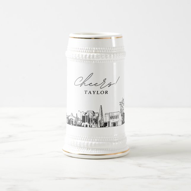 Personlig Gift Mesa Arizona Skyline Sketch Sejdel (Center)