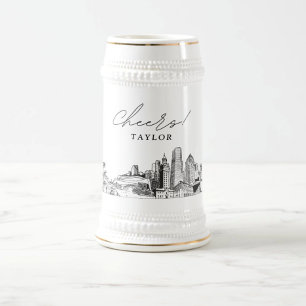 Personlig Gift Miami Skyline Sketch Beer Stein Sejdel