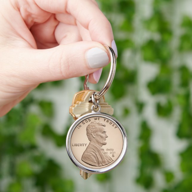 Personlig Gift Penny Coin Rund Silverfärgad Nyckelring (Hand)