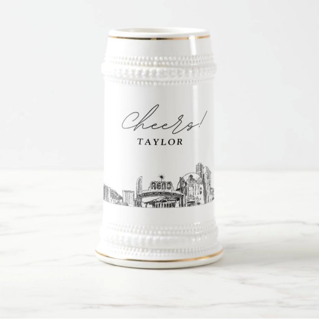 Personlig Gift Reno Skyline Sketch Sejdel (Reno bridesmaids gift)