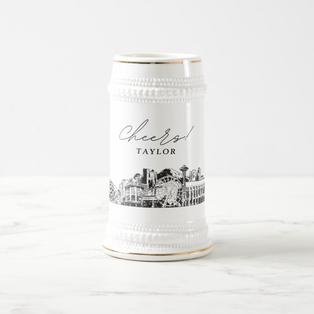 Personlig Gift Seattle Skyline Beer Stein Sejdel (Center)
