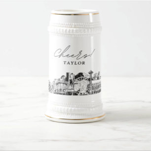 Personlig Gift Seattle Skyline Beer Stein Sejdel
