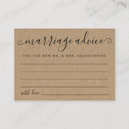 Personlig Giftermål Advice-kort - Rustic Kraft