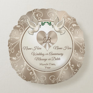 Personlig Gifts for Newlyweds, årsdag Rund Kudde