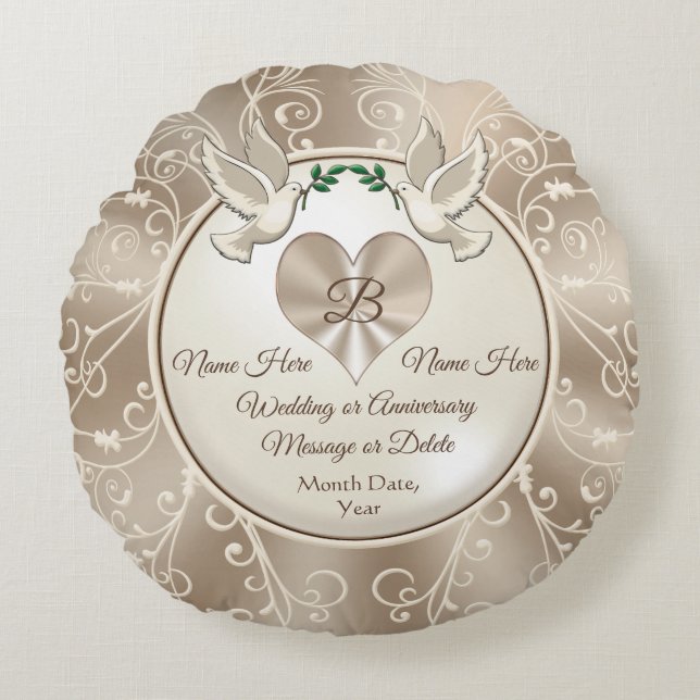 Personlig Gifts for Newlyweds, årsdag Rund Kudde (Framsidan)