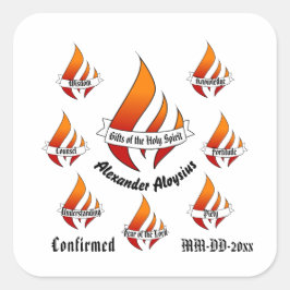 Personlig Gifts of the Heliga Spirit Confirmation Fyrkantigt Klistermärke
