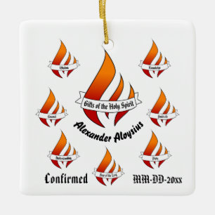 Personlig Gifts of the Heliga Spirit Confirmation Julgransprydnad Keramik
