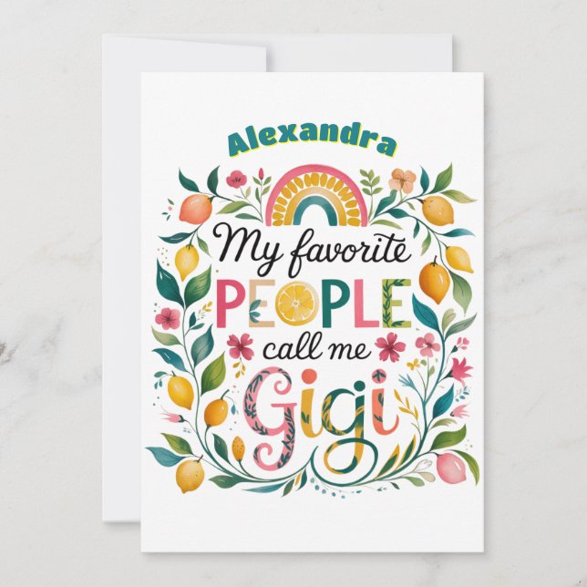 ❤️ Personlig GIGI ger Mors dag födelsedag Inbjudningar (Framsida)