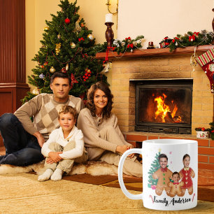 Personlig Gingerbröd Family Ansikte Photo Kaffemugg