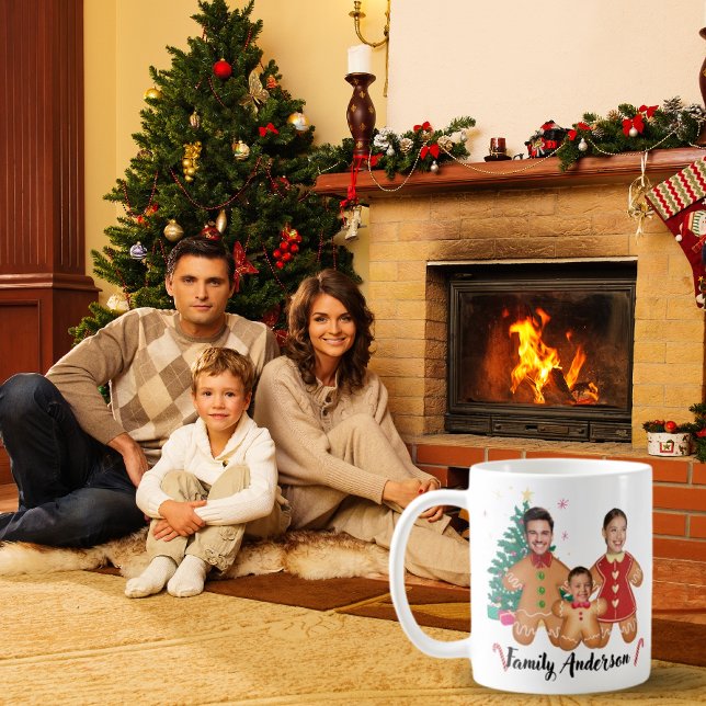 Personlig Gingerbröd Family Ansikte Photo Kaffemugg (Skapare uppladdad)
