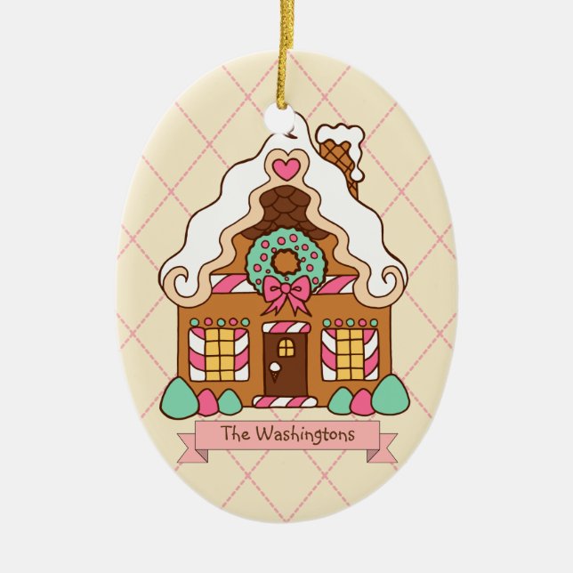Personlig Gingerbröd House Helgdag Ornament (Framsidan)