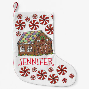 Personlig Gingerbröd House julmunkar Liten Julstrumpa