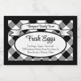 Personlig Gingham Farm Egg Carton Label Mat Etiketter