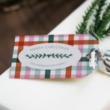 Personlig Gingham Mönster jul Gift Märkre