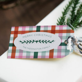 Personlig Gingham Mönster jul Gift Märkre Presentetikett
