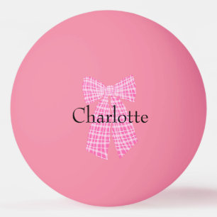 Personlig Gingham Rosa Romantic Coquette Bow Pingisboll