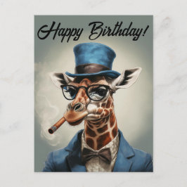 Personlig Giraff i topp hatt Grattis på födelsedag Vykort
