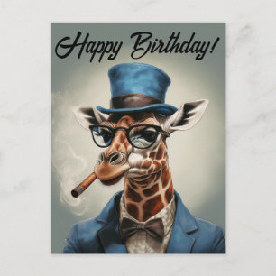 Personlig Giraff i topp hatt Grattis på födelsedag Vykort