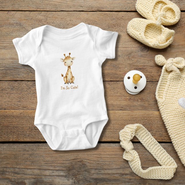 Personlig Giraff Könsneutral Söt  T Shirt (Giraffe Baby Body Suit. Personalized Baby shower gift, or new baby gift. Gender Neutral)