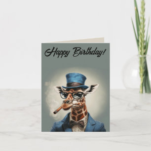 Personlig giraff med toppluva Glad födelsedag Kort