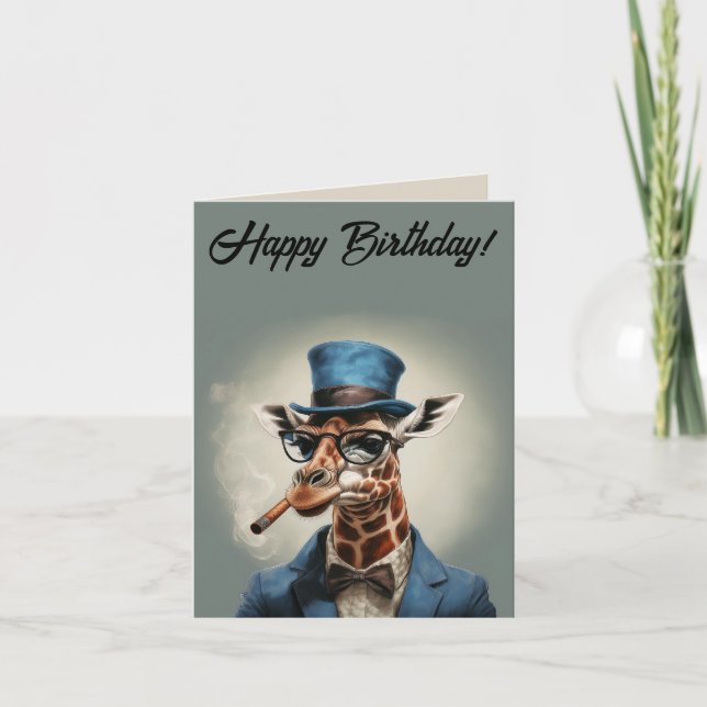 Personlig giraff med toppluva Glad födelsedag Kort (Framsida)