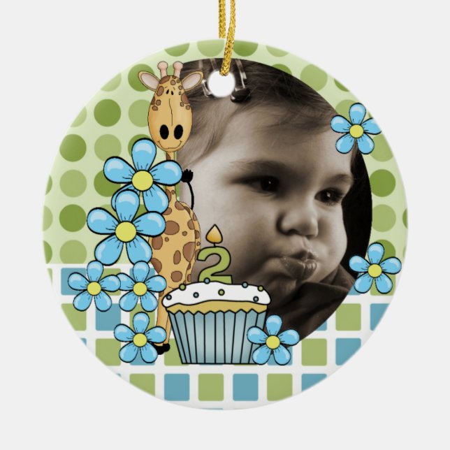 Personlig Giraffe 2:a födelsedag - Ornament (Framsidan)