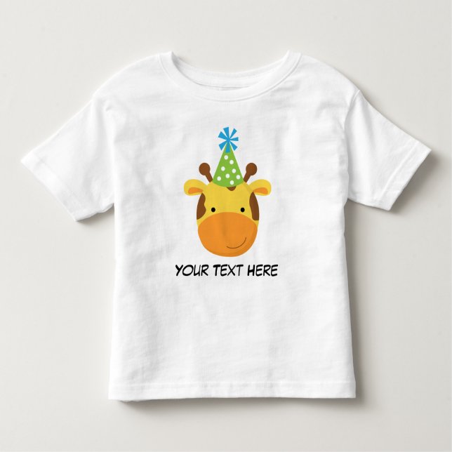Personlig Giraffe Birthday T Shirt for Boys (Framsida)