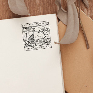 Personlig Giraffe Bookplate Stämpel