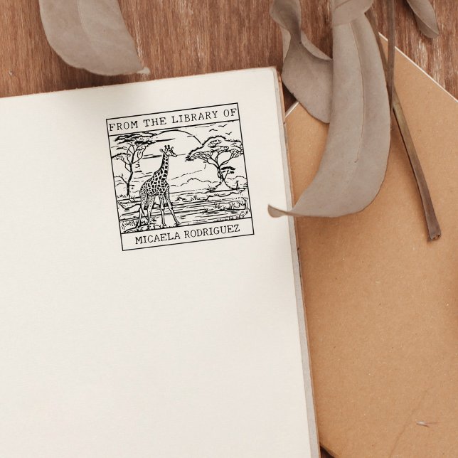 Personlig Giraffe Bookplate Stämpel (Skapare uppladdad)