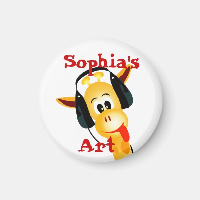 Personlig Giraffe Child's Artwork Magnet (Framsidan)