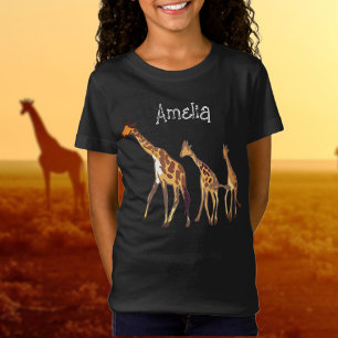 Personlig Giraffe Family T-Shirt