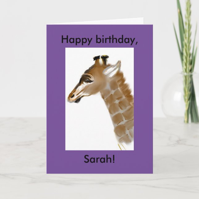 personlig giraffe-födelsedagskort kort (Framsida)