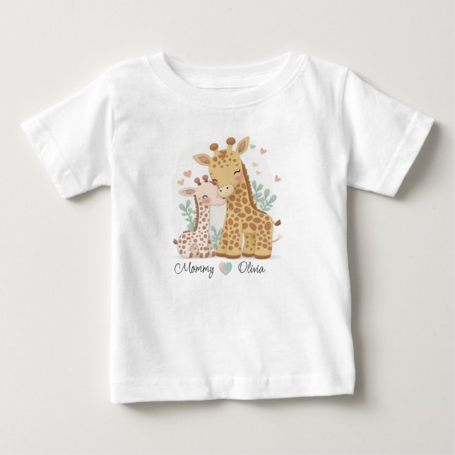 Personlig Giraffe Kärlek Baby T-Shirt (Framsida)