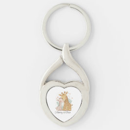 Personlig Giraffe Kärlek Metall Keychain Twisted Heart Silverfärgad Nyckelring