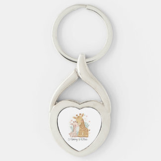 Personlig Giraffe Kärlek Metall Keychain Twisted Heart Silverfärgad Nyckelring