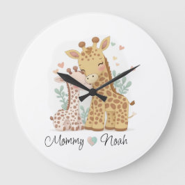 Personlig Giraffe Kärlek Wall Clock Stor Klocka