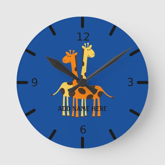 Personlig Giraffe Large Clock Rund Klocka (Framsida)