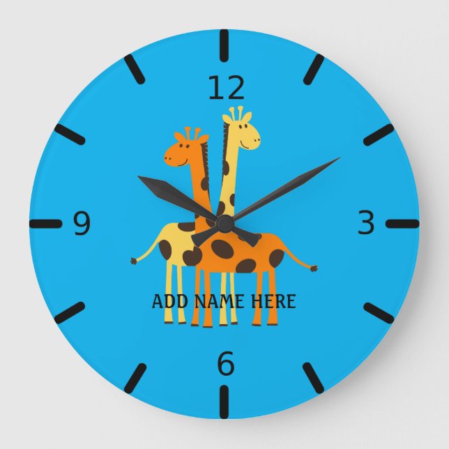 Personlig Giraffe Large Clock Stor Klocka (Framsida)