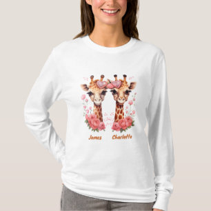Personlig Giraffe par för Alla hjärtans dag T Shirt