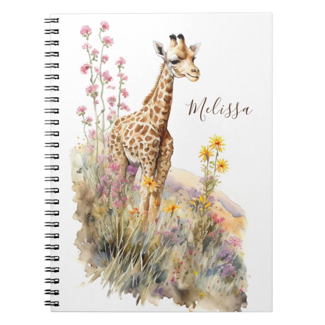 Personlig Giraffe School Office Notebook Gift Anteckningsbok (Framsidan)