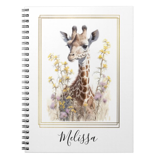 Personlig Giraffe School Office Notebook Gift Anteckningsbok (Framsidan)