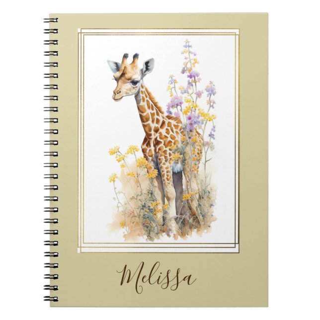 Personlig Giraffe School Office Notebook Gift Anteckningsbok (Framsidan)