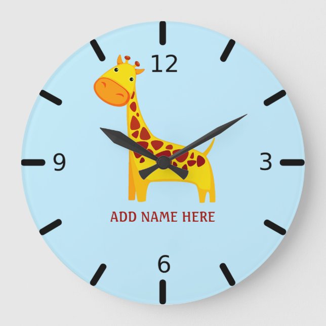 Personlig Giraffe Stor Klocka (Framsida)