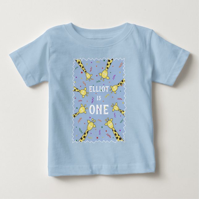 Personlig Giraffe T-Shirt för Baby eller Småbarn (Framsida)